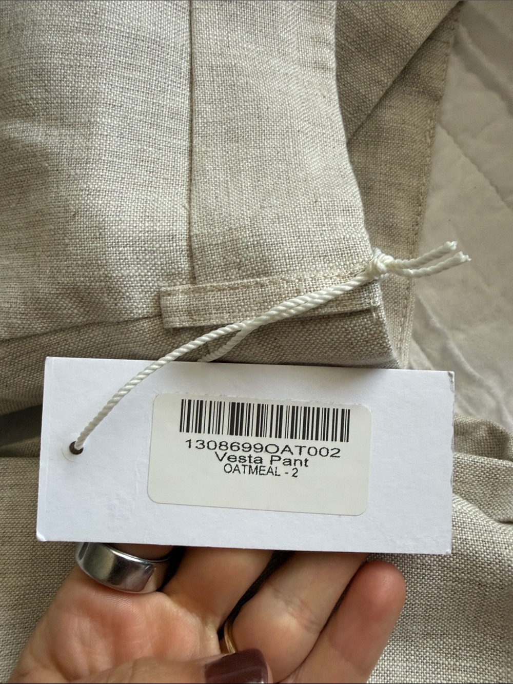NWT REFORMATION Oatmeal Vesta Linen Pleated High Rise Pant Beachy Coastal SIZE 2 - Picture 8 of 8